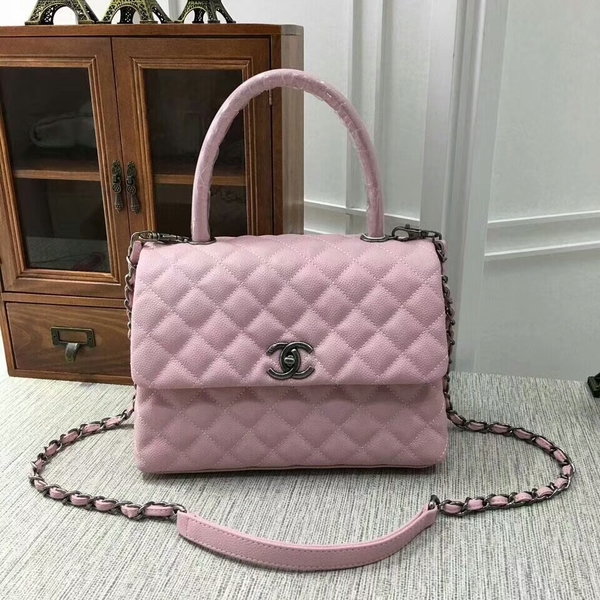 Chanel Caviar Leather Top Handle Bag 92991 Pink