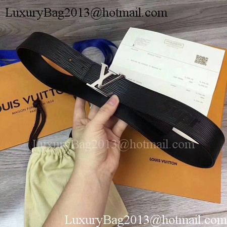 Louis Vuitton SPREME 40mm Black Epi Leather Belt M5897 Silver