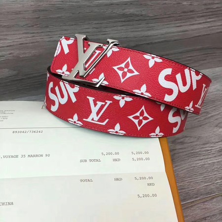 Louis Vuitton SPREME 40mm Red Belt M5899 Silver