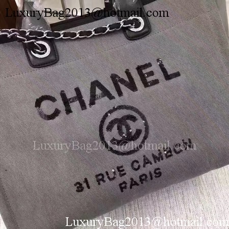 Chanel Canvas Tote Shopping Bag A68046 Grey