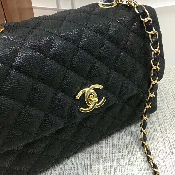 Chanel Caviar Leather Black Top Handle Bag 92991 Glod