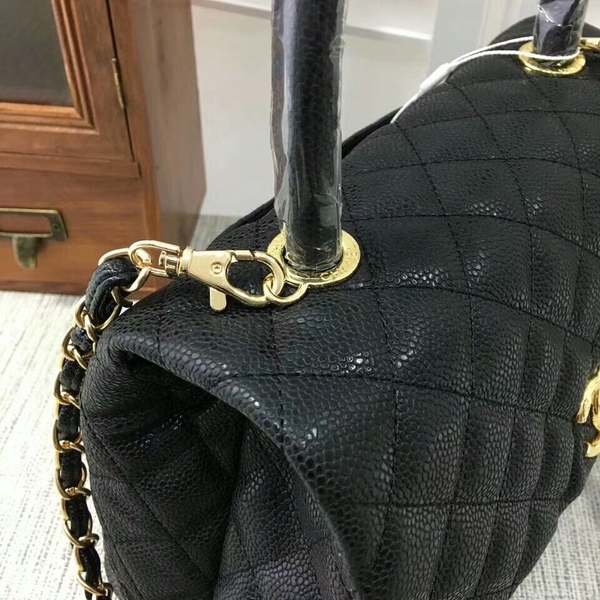 Chanel Caviar Leather Black Top Handle Bag 92991 Glod