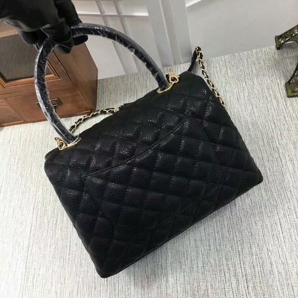 Chanel Caviar Leather Black Top Handle Bag 92991 Glod