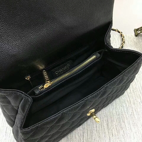 Chanel Caviar Leather Top Handle Bag 92991 Black