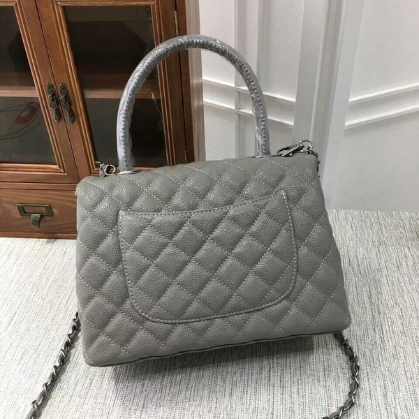 Chanel Caviar Leather Top Handle Bag 92991 Grey