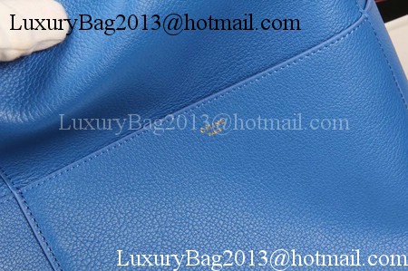 CELINE Sangle Seau Bag in Litchi Leather C3371 Blue