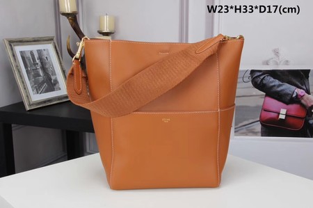 CELINE Sangle Seau Bag in Smooth Leather C3371 Brown