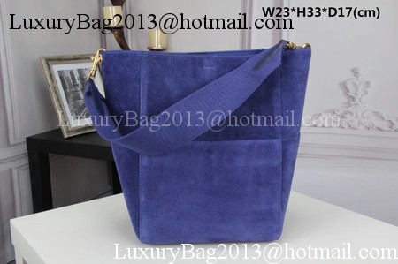 CELINE Sangle Seau Bag in Suede Leather C3371 Blue