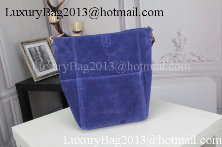 CELINE Sangle Seau Bag in Suede Leather C3371 Blue