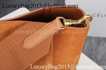 CELINE Sangle Seau Bag in Suede Leather C3371 Wheat