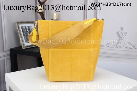 CELINE Sangle Seau Bag in Suede Leather C3371 Yellow