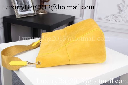 CELINE Sangle Seau Bag in Suede Leather C3371 Yellow