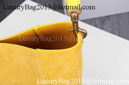 CELINE Sangle Seau Bag in Suede Leather C3371 Yellow