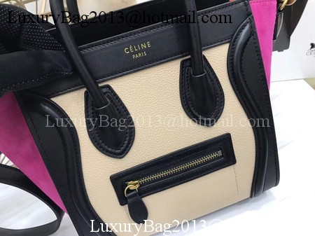 Celine Luggage Nano Tote Bag Original Leather CB3560 Apricot&Black&Rose