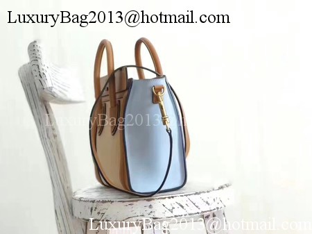 Celine Luggage Nano Tote Bag Original Leather CB3560 Apricot&Brown&Blue