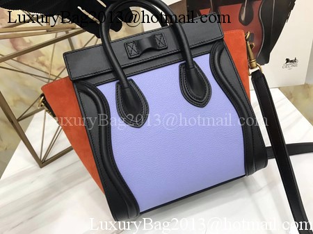 Celine Luggage Nano Tote Bag Original Leather CB3560 Purple&Brown&Black