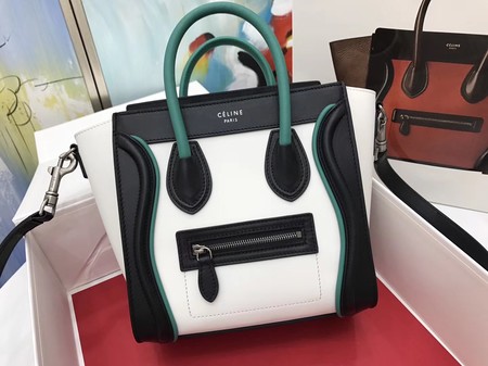 Celine Luggage Nano Tote Bag Original Leather CB3560 White&Black&Blue