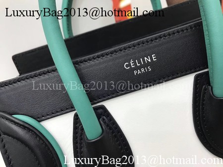 Celine Luggage Nano Tote Bag Original Leather CB3560 White&Black&Blue