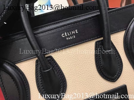 Celine Luggage Nano Tote Bag Original Leather CC3560 Apricot&Black&Red