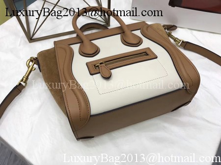 Celine Luggage Nano Tote Bag Original Leather CC3560 Brown&White