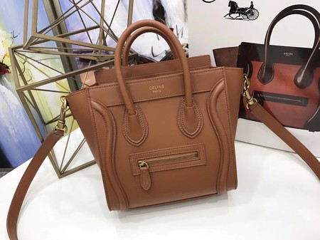 Celine Luggage Nano Tote Bag Original Leather CC3560 Brown