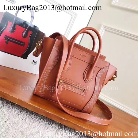 Celine Luggage Nano Tote Bag Original Leather CC3560 Orange