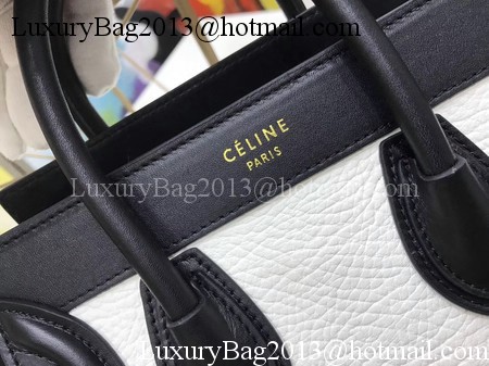 Celine Luggage Nano Tote Bag Original Leather CC3560 White&Black