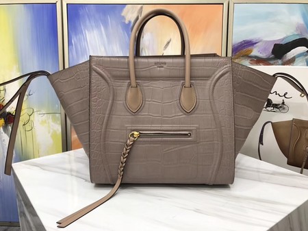 Celine Luggage Phantom Tote Bag Croco Leather CT3372 Apricot