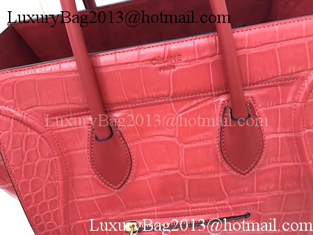 Celine Luggage Phantom Tote Bag Croco Leather CT3372 Red