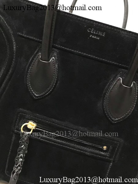 Celine Luggage Phantom Tote Bag Suede Leather CT3372 Black