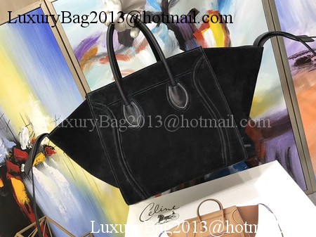 Celine Luggage Phantom Tote Bag Suede Leather CT3372 Black