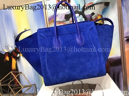 Celine Luggage Phantom Tote Bag Suede Leather CT3372 Blue