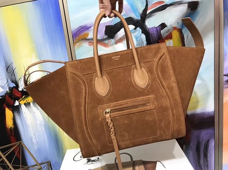 Celine Luggage Phantom Tote Bag Suede Leather CT3372 Brown