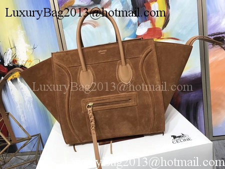 Celine Luggage Phantom Tote Bag Suede Leather CT3372 Brown