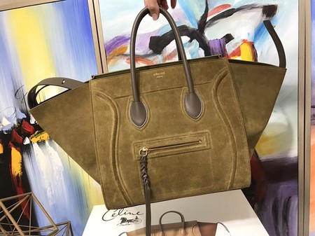 Celine Luggage Phantom Tote Bag Suede Leather CT3372 Green