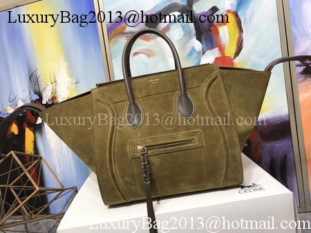 Celine Luggage Phantom Tote Bag Suede Leather CT3372 Green