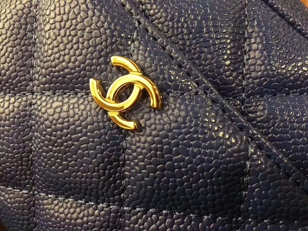 Chanel Classic Caviar Leather Shoulder Bag 92122B Blue