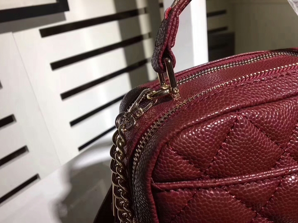 Chanel Classic Caviar Leather Shoulder Bag 92122B Dark Red