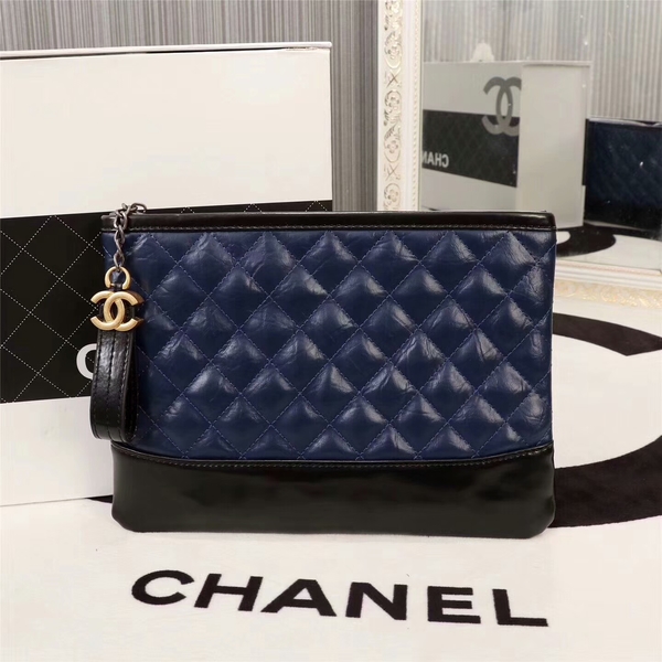 Chanel 2017 Calfskin Leather Clutch 8127 Blue