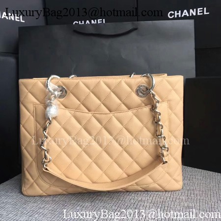 Chanel LE Boy Grand Shopping Tote Bag GST Apricot Cannage Pattern A50995 Silver