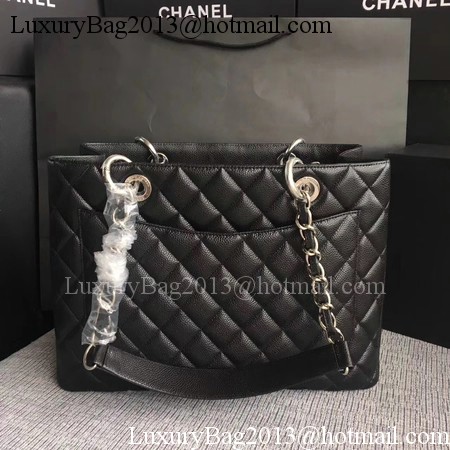 Chanel LE Boy Grand Shopping Tote Bag GST Black Cannage Pattern A50995 Silver