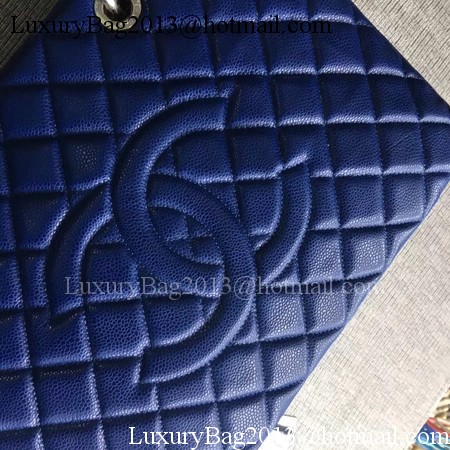 Chanel LE Boy Grand Shopping Tote Bag GST Blue Cannage Pattern A50995 Silver