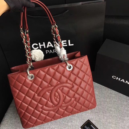 Chanel LE Boy Grand Shopping Tote Bag GST Wine Cannage Pattern A50995 Silver