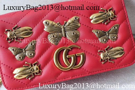 Gucci GG Marmont Animal Studs mini Bag 488426 Red