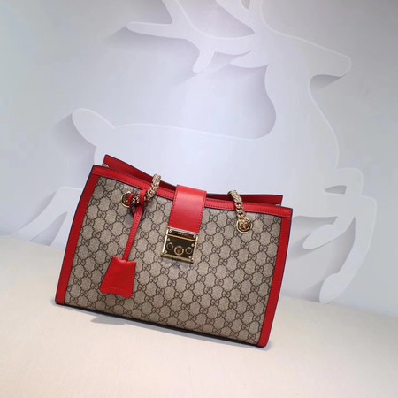 Gucci Padlock GG Supreme Canvas Shoulder Bag 479197 Red