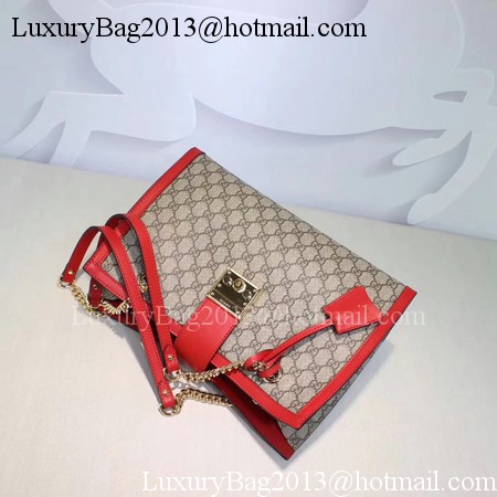 Gucci Padlock GG Supreme Canvas Shoulder Bag 479197 Red