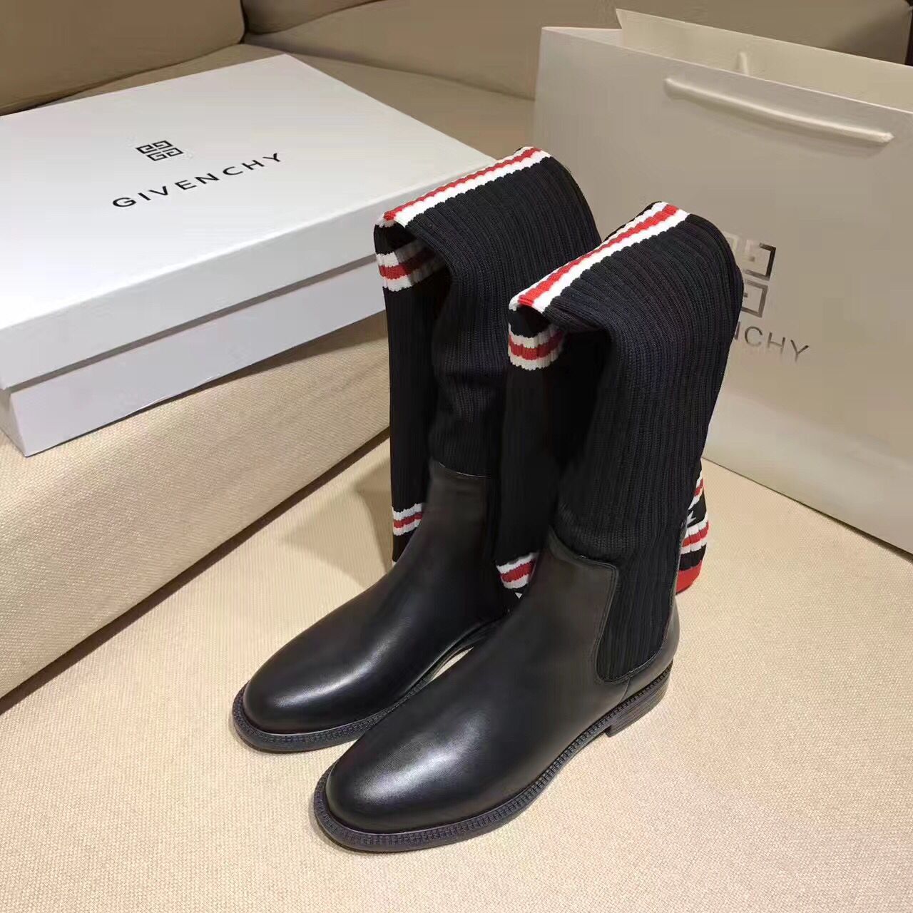 Givenchy Fashion Style Knee Socks Boots 86249 Black