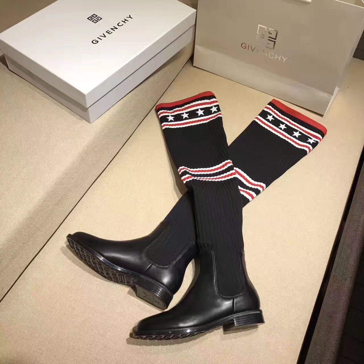 Givenchy Fashion Style Knee Socks Boots 86249 Black