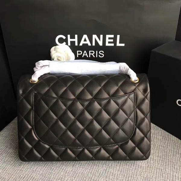 Chanel Flap Shoulder Bags Black Original Lambskin Leather CF1113 Glod