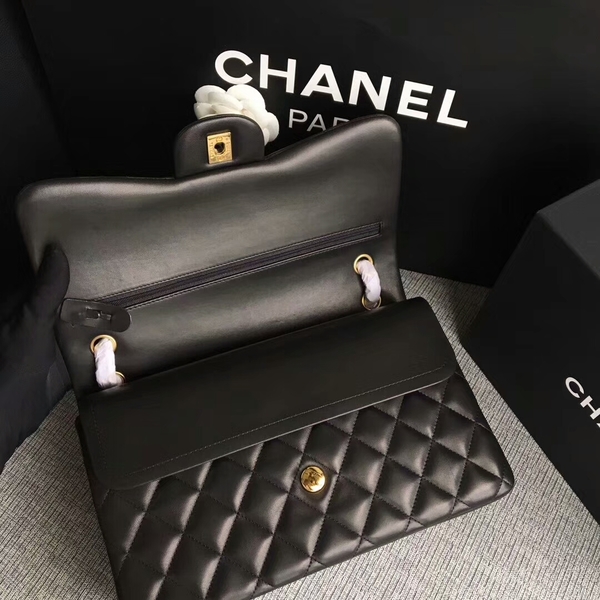 Chanel Flap Shoulder Bags Black Original Lambskin Leather CF1113 Glod